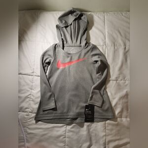 NWT Nike Heather Gray Lightweight Waffle Shirt Hoodie with Pink Logo Set